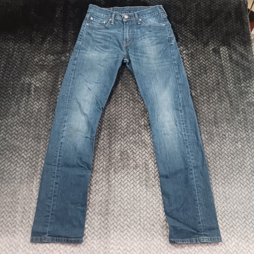 Levi's 513 Jeans Men's 26x30 Blue Cotton Denim Straight Whiskered Faded Stretch